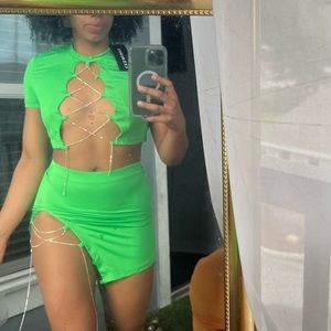 Lace up crop top & skirt